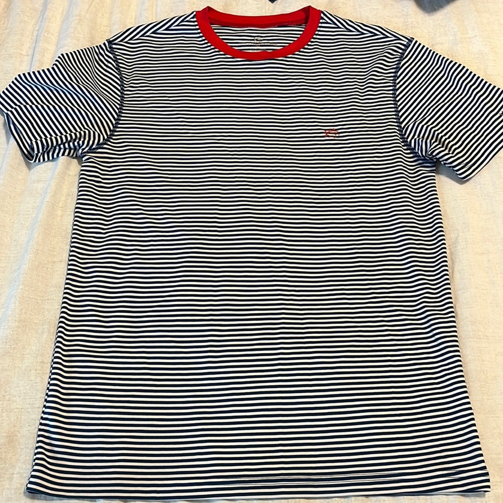 Southern Tide Striped Blue White Red Short Sleeve Shirt